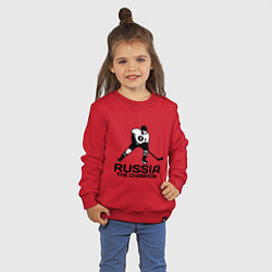 Свитшот хлопковый детский Russia: Hockey Champion цвета красный — фото 2