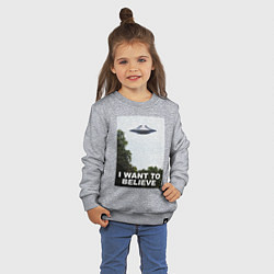 Свитшот хлопковый детский I WANT TO BELIEVE, цвет: меланж — фото 2