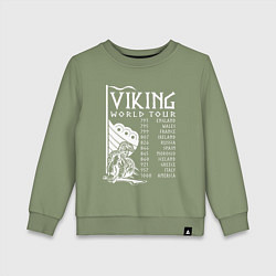 Свитшот хлопковый детский Viking world tour, цвет: авокадо
