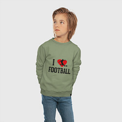Свитшот хлопковый детский I love football, цвет: авокадо — фото 2