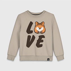 Свитшот хлопковый детский Love Corgi, цвет: миндальный