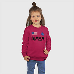 Свитшот хлопковый детский NASA НАСА, цвет: маджента — фото 2
