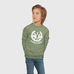 Свитшот хлопковый детский Войска связи, цвет: авокадо — фото 2