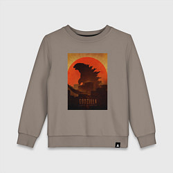 Детский свитшот Godzilla and red sun