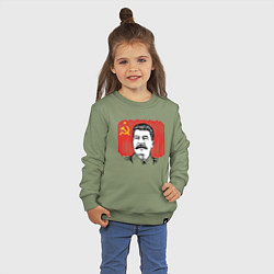 Свитшот хлопковый детский Сталин и флаг СССР, цвет: авокадо — фото 2