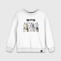 Свитшот хлопковый детский BTS группа, цвет: белый