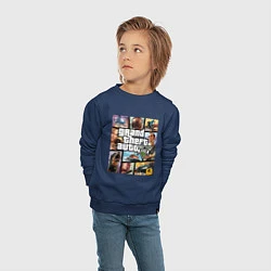 Свитшот хлопковый детский GTA5, цвет: тёмно-синий — фото 2