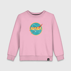 Свитшот хлопковый детский NASA винтажный логотип, цвет: светло-розовый
