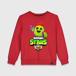 Свитшот хлопковый детский BRAWL STARS SPIKE, цвет: красный