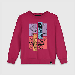 Свитшот хлопковый детский Аска и Синдзи, Евангелион, цвет: маджента