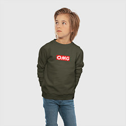 Свитшот хлопковый детский OMG SUPREME STYLE, цвет: хаки — фото 2