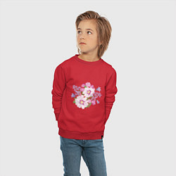 Свитшот хлопковый детский Полевые цветы, цвет: красный — фото 2