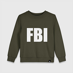 Свитшот хлопковый детский FBI, цвет: хаки