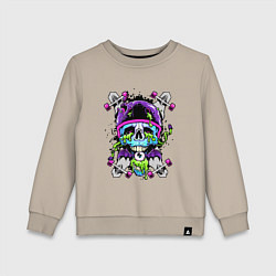 Свитшот хлопковый детский Crazy skull - skateboard, цвет: миндальный