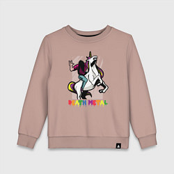 Свитшот хлопковый детский Death Metal Unicorn, цвет: пыльно-розовый