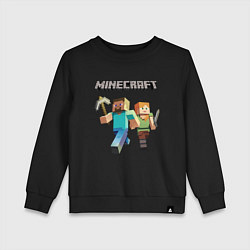 Свитшот хлопковый детский Персонажи игры Minecraft, цвет: черный