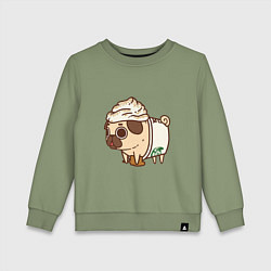 Свитшот хлопковый детский Сладкий мопс, цвет: авокадо