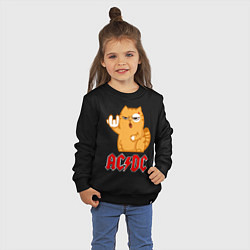 Свитшот хлопковый детский ACDC rock cat, цвет: черный — фото 2