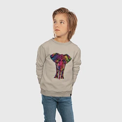 Свитшот хлопковый детский  Слон с орнаментом, цвет: миндальный — фото 2