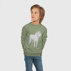 Свитшот хлопковый детский Белый волк, цвет: авокадо — фото 2