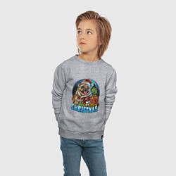 Свитшот хлопковый детский Рождественский мопс, цвет: меланж — фото 2