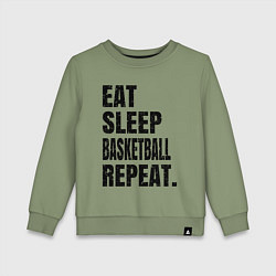 Свитшот хлопковый детский EAT SLEEP BASKETBALL REPEAT, цвет: авокадо