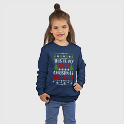 Свитшот хлопковый детский My ugly christmas sweater, цвет: тёмно-синий — фото 2