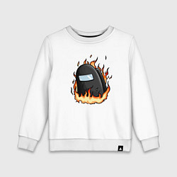 Свитшот хлопковый детский Among Us fire, цвет: белый