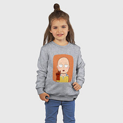 Свитшот хлопковый детский Сайтама One Punch Man, цвет: меланж — фото 2