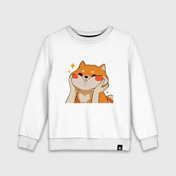 Свитшот хлопковый детский Сиба Ину Милые Щечки, цвет: белый
