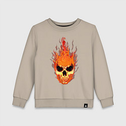 Свитшот хлопковый детский Fire flame skull, цвет: миндальный