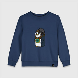 Свитшот хлопковый детский Крутой Пингвин, цвет: тёмно-синий