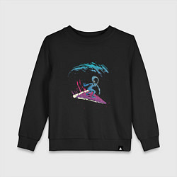 Свитшот хлопковый детский Инопланетный серфинг на пицце, цвет: черный