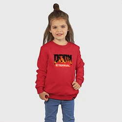 Свитшот хлопковый детский DOOM Eternal логотип, цвет: красный — фото 2