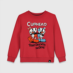 Свитшот хлопковый детский Cuphead, Dont deal with devil, цвет: красный