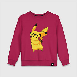 Свитшот хлопковый детский Веселый Пикачу в очках, цвет: маджента