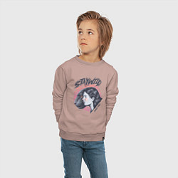 Свитшот хлопковый детский Девушка - пантера StayWild, цвет: пыльно-розовый — фото 2