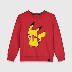 Свитшот хлопковый детский Уставший Пикачу, цвет: красный