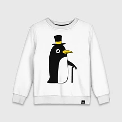 Свитшот хлопковый детский Пингвин в шляпе, цвет: белый