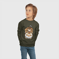 Свитшот хлопковый детский Семейка тигров, цвет: хаки — фото 2