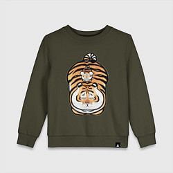 Свитшот хлопковый детский Семейка тигров, цвет: хаки