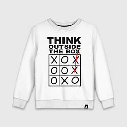 Свитшот хлопковый детский THINK OUTSIDE THE BOX, цвет: белый