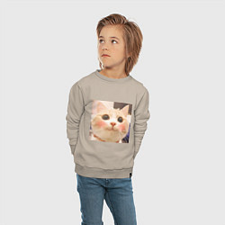 Свитшот хлопковый детский Мем про котов, цвет: миндальный — фото 2