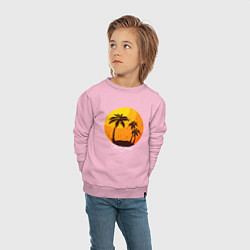 Свитшот хлопковый детский Лето, пальмы, Калифорния, цвет: светло-розовый — фото 2