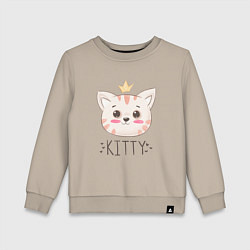 Свитшот хлопковый детский Котик в короне Kitty, цвет: миндальный