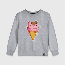 Свитшот хлопковый детский Cat Ice Cream, цвет: меланж