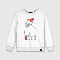 Свитшот хлопковый детский I Love Cats, цвет: белый