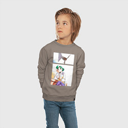 Свитшот хлопковый детский Дневник поездки в Иокогаму, цвет: утренний латте — фото 2