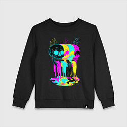 Свитшот хлопковый детский 4 ЧЕРЕПА SKULLS NEON, цвет: черный