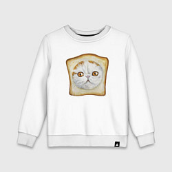 Свитшот хлопковый детский Bread Cat, цвет: белый